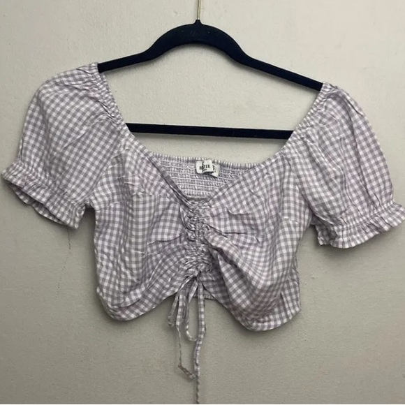 Hollister Tops - 10-9 Hollister Crop Top Purple Gingham Checker Small NWT purple Tie Front